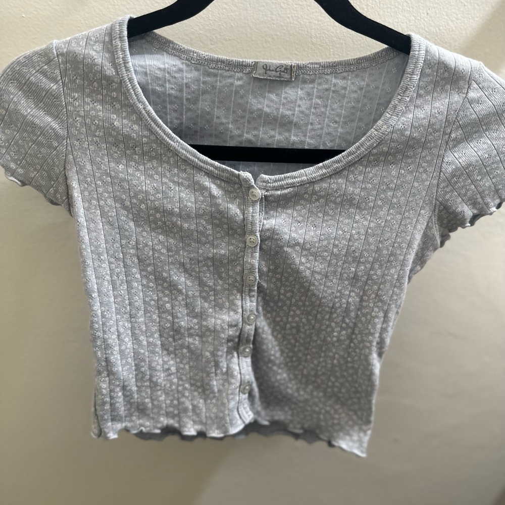 brandy melville light blue floral top